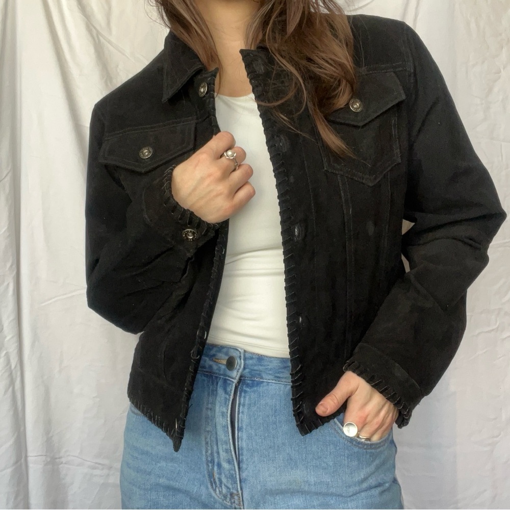SOLD Women's Black Genuine Leather Suede Jacket